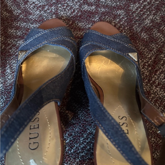 NEW Guess denim wedge sandals - Picture 3 of 8